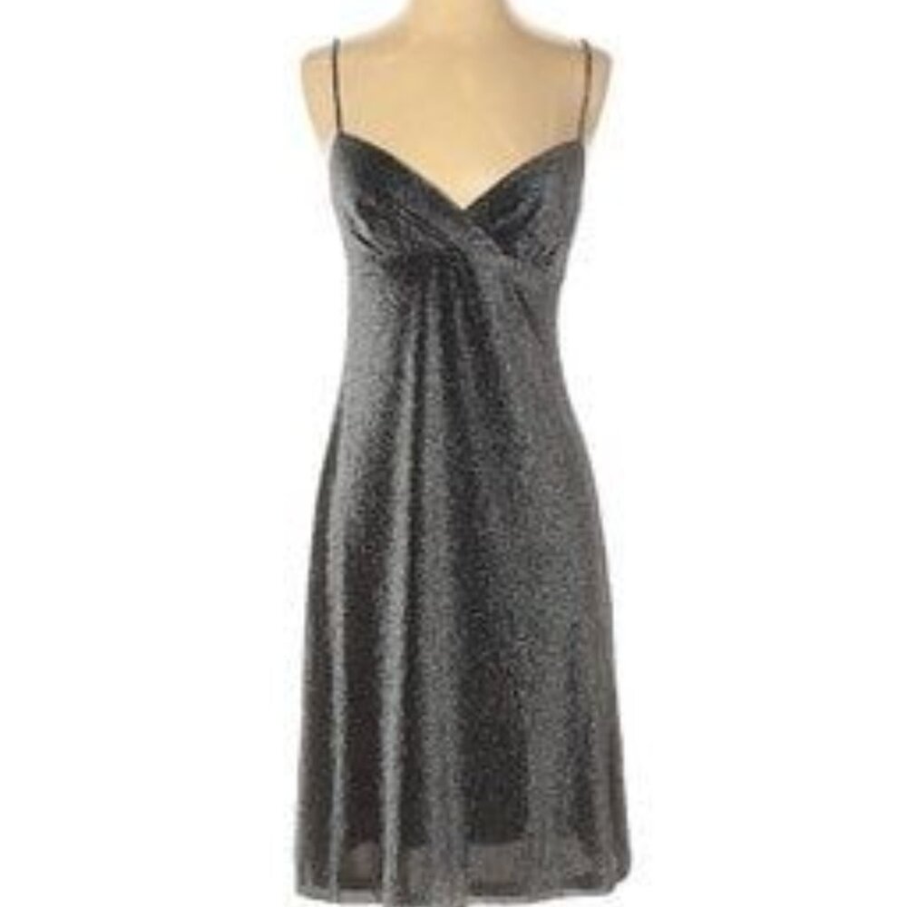 Andrea Polizzi for rex lester Vintage Sparkle Party Dress silver black Sz 2